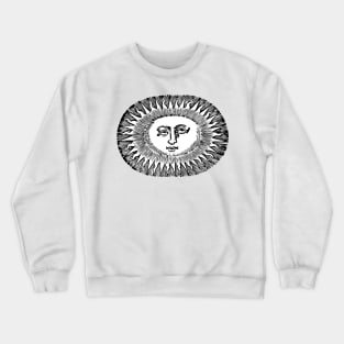 celestial bored sun with face line drawing vintage rays Crewneck Sweatshirt